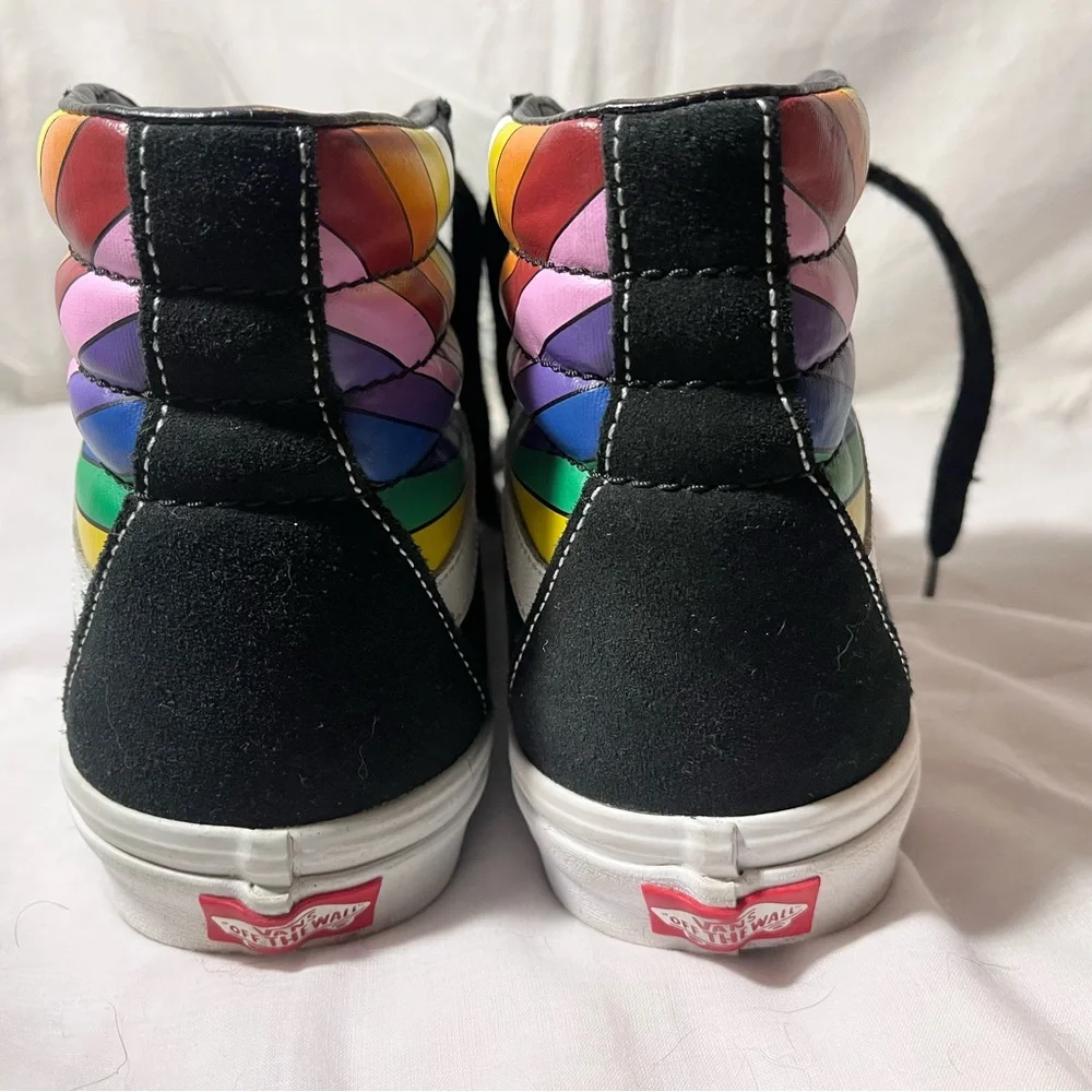 Vans SK8-Hi Reissue (Refract) Black / True White/Multicolor Mens 9 / Women 10.5 - Picture 5 of 6